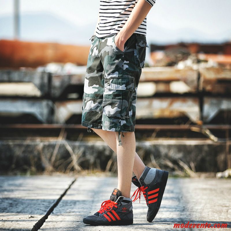 Shorts Homme Multi-poche Kaki Camouflage Pantalons Baggy Pantalon Cargo