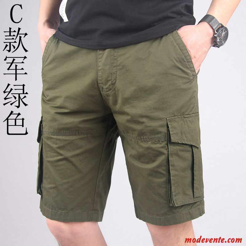 Shorts Homme Pantalon Cargo Kaki Pantalons Jeunesse Multi-poche Plage