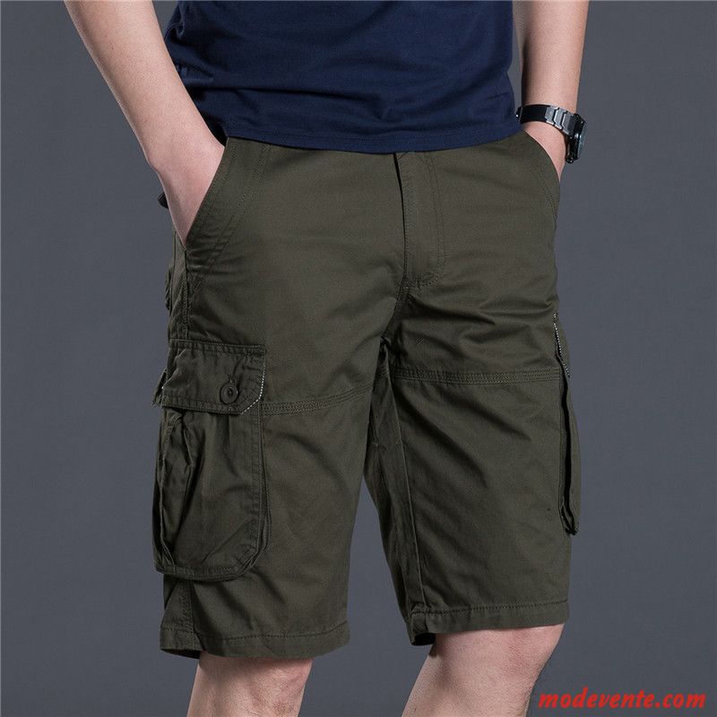 Shorts Homme Pantalon Cargo Kaki Pantalons Jeunesse Multi-poche Plage