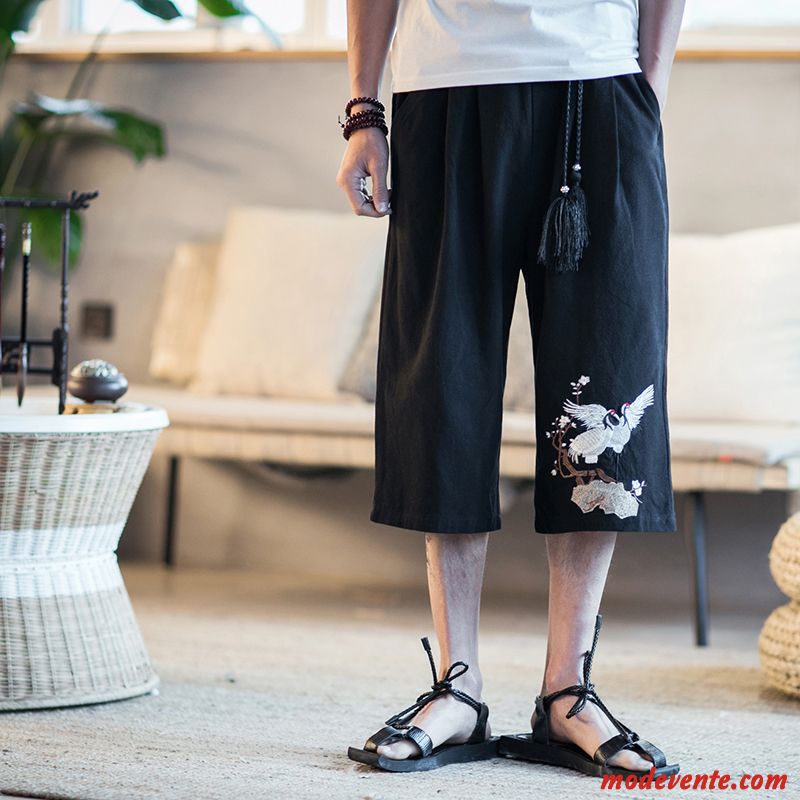 Shorts Homme Pantalon Style Chinois Septième Pantalon Kaki Plage Pantalons