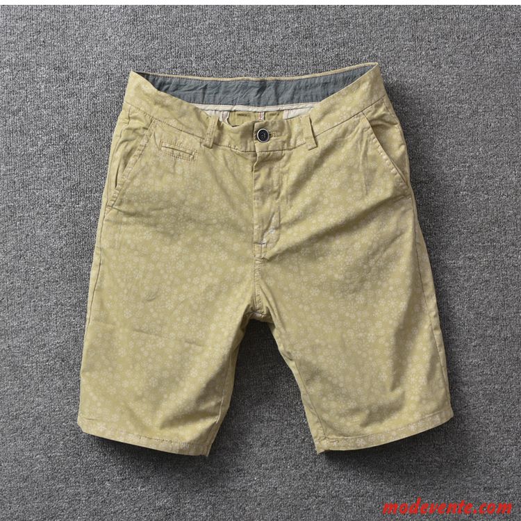 Shorts Homme Respirant Été Légèrement Cool Décontractée Cinquième Pantalon Impression Bleu