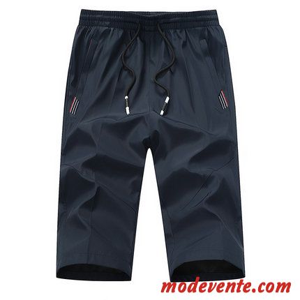 Shorts Homme Septième Pantalon Baggy Lin Grande Taille Décontractée Légère Bleu