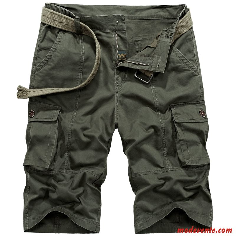 Shorts Homme Septième Pantalon Cinquième Pantalon Décontractée Été Légère Cargo Vert