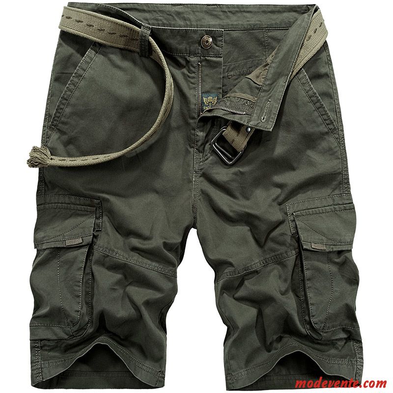 Shorts Homme Septième Pantalon Cinquième Pantalon Décontractée Été Légère Cargo Vert