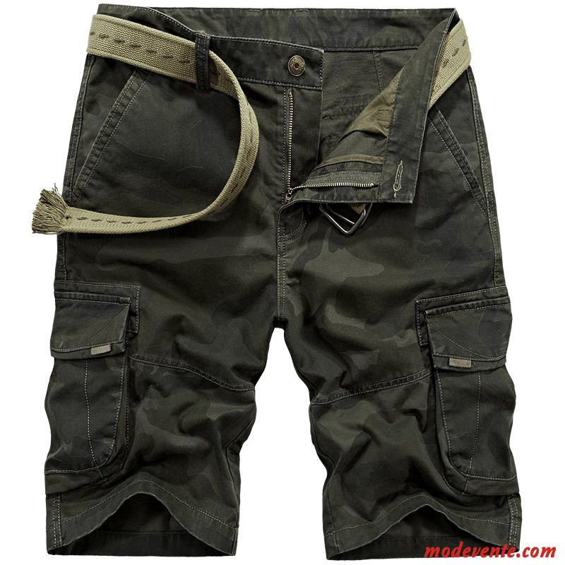 Shorts Homme Septième Pantalon Cinquième Pantalon Décontractée Été Légère Cargo Vert