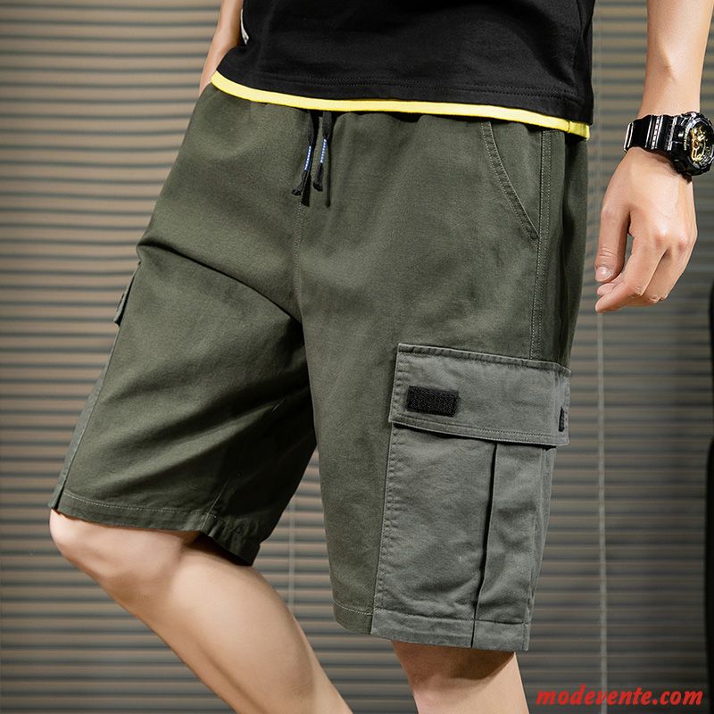 Shorts Homme Sport Décontractée Les Adolescents Cinquième Pantalon Cargo Marque De Tendance Noir