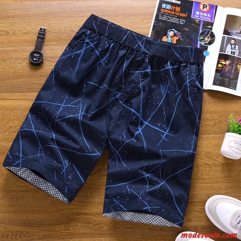 Shorts Homme Sport Été Cinquième Pantalon Grande Taille Tendance Décontractée Bleu