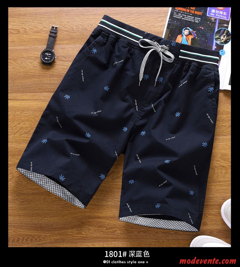 Shorts Homme Sport Été Cinquième Pantalon Grande Taille Tendance Décontractée Bleu