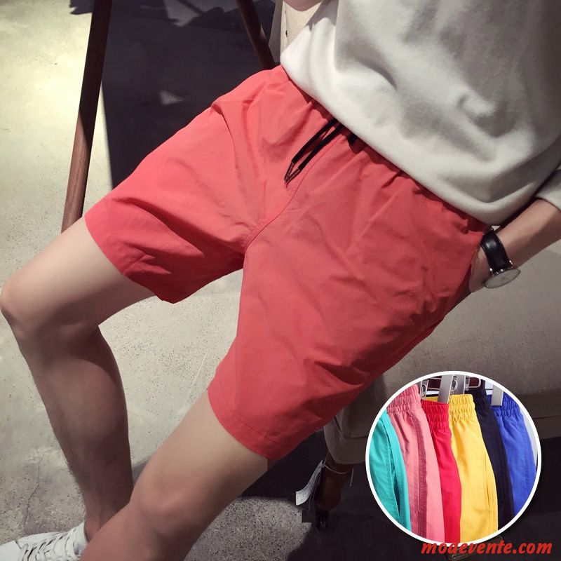 Shorts Homme Tendance Décontractée Les Adolescents Séchage Rapide Plage Étudiant Pure Jaune