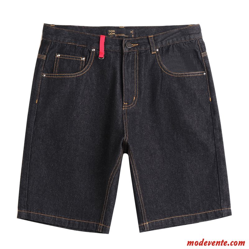 Shorts Homme Tendance Légère Été Cinquième Pantalon Denim Baggy Noir