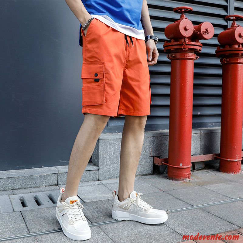 Shorts Homme Tendance Mode Cargo Confortable Pantalon Cargo Baggy Rouge