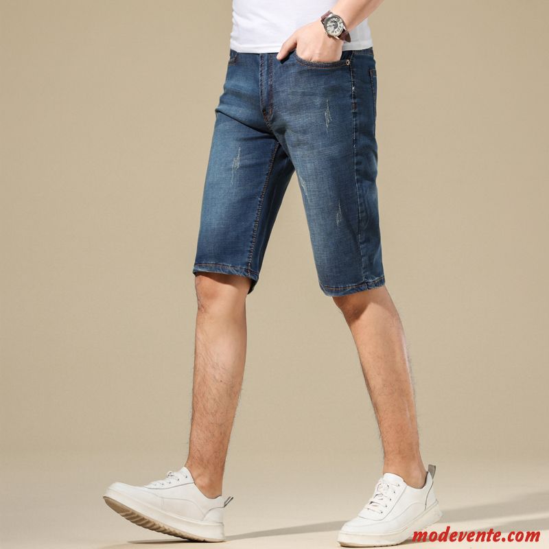 Shorts Homme Été Jeunesse Denim Légère Ultra Tendance Bleu Marin