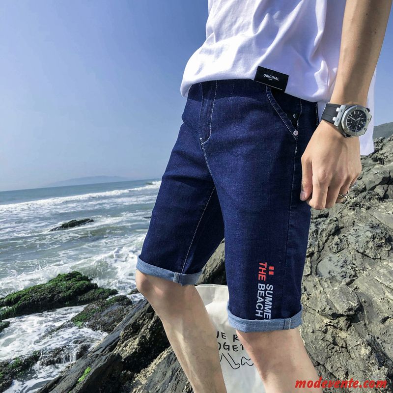 Shorts Homme Été Jeunesse Denim Légère Ultra Tendance Bleu Marin