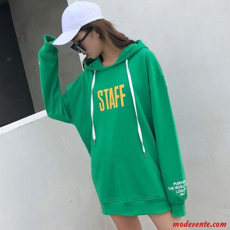 Sweat À Capuche Femme Baggy Tendance Une Veste Étudiant Longues Manteau Vert