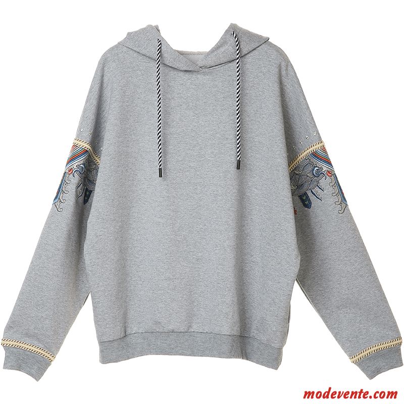 Sweat À Capuche Femme Baggy Une Veste Dame L'automne Hoodies Tendance Bleu Gris