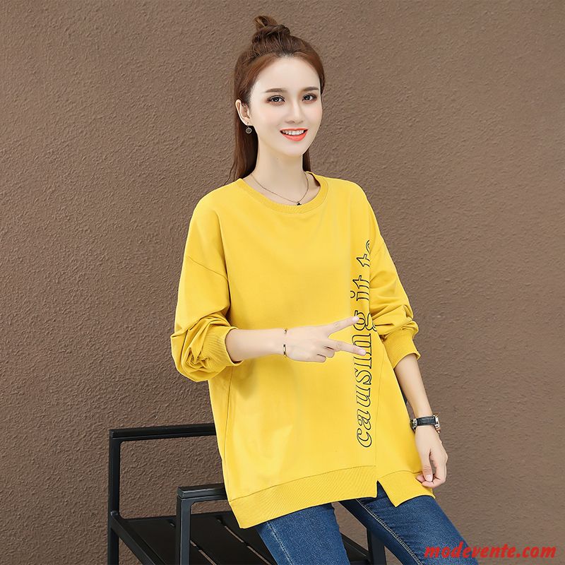 Sweat À Capuche Femme Baggy Une Veste Pullovers Légère Hoodies Tendance Jaune