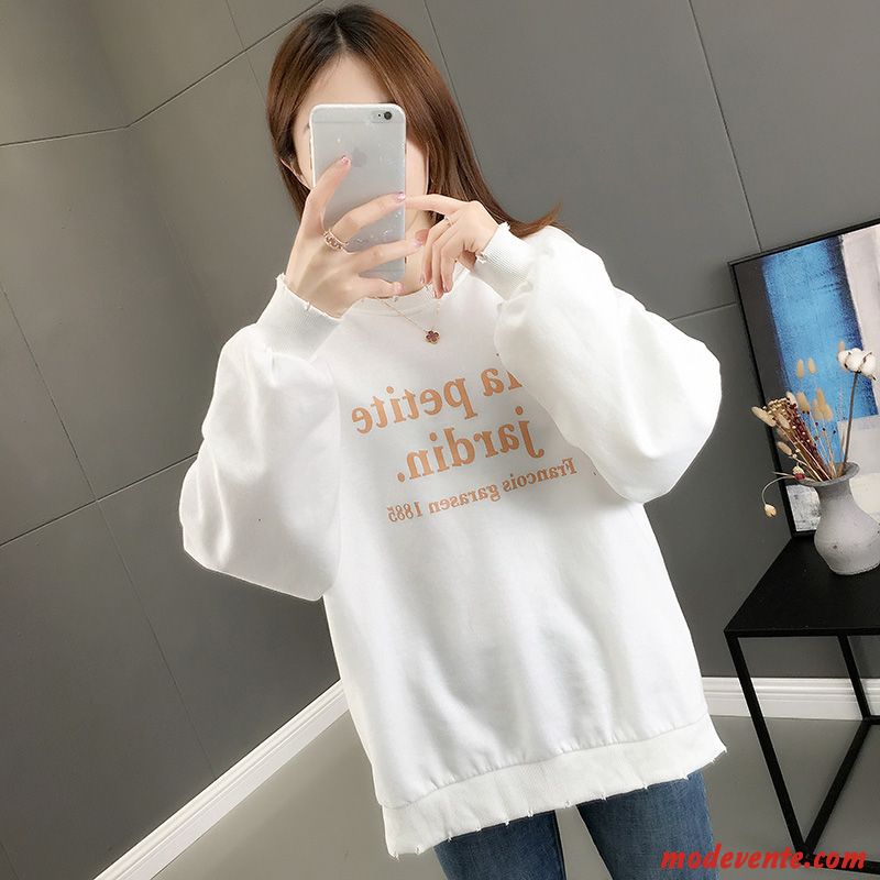 Sweat À Capuche Femme Col Rond Lettre Baggy Hoodies Une Veste Tendance Impression Rose