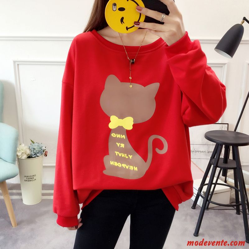 Sweat À Capuche Femme Grande Taille Graisse Manteau Baggy Hoodies Légère Rouge