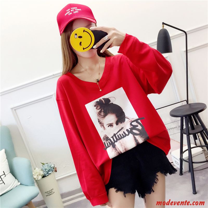 Sweat À Capuche Femme Grande Taille Graisse Manteau Baggy Hoodies Légère Rouge