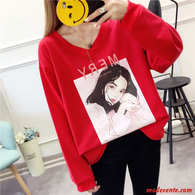 Sweat À Capuche Femme Grande Taille Graisse Manteau Baggy Hoodies Légère Rouge