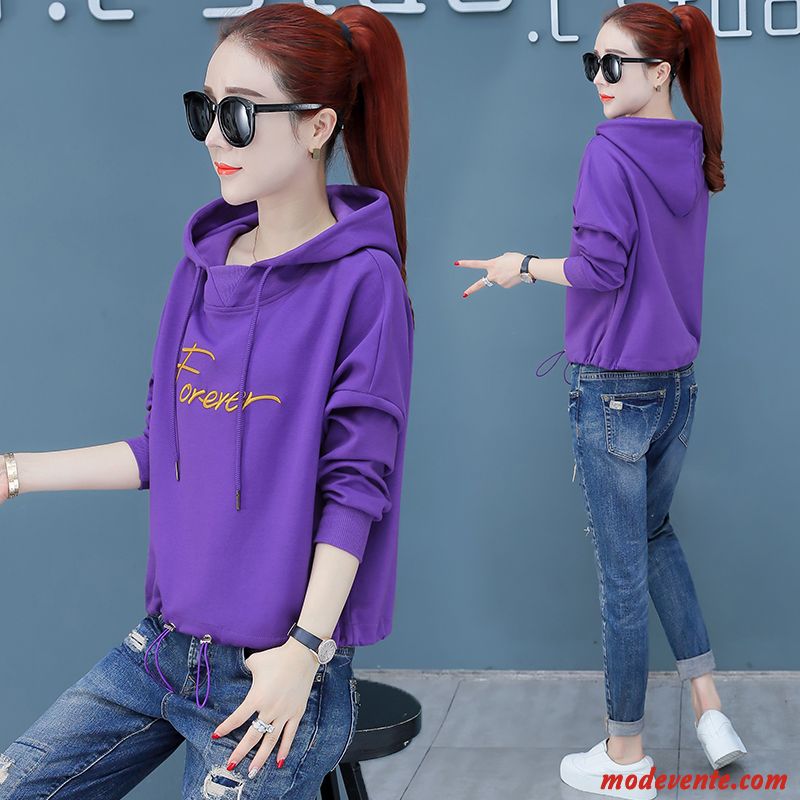 Sweat À Capuche Femme Hoodies Baggy Tendance Printemps L'automne Manteau Violet