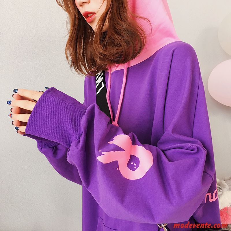 Sweat À Capuche Femme Hoodies L'automne Manteau Baggy Une Veste Printemps Violet