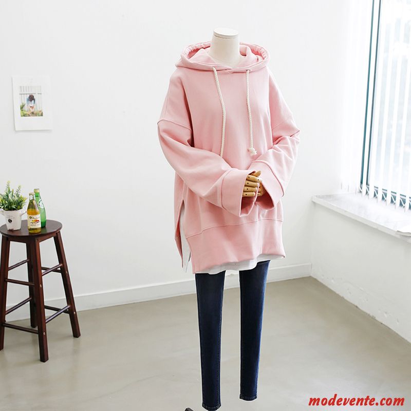 Sweat À Capuche Femme Hoodies Tendance Baggy Étudiant Une Veste Manteau Rouge Rose