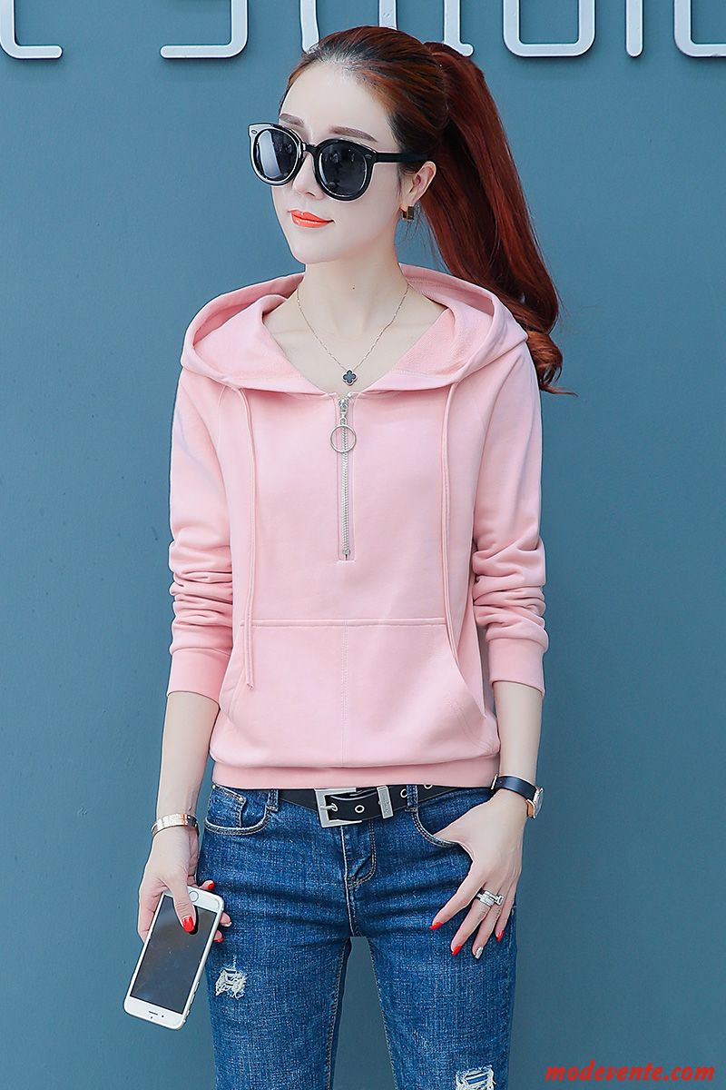 Sweat À Capuche Femme L'automne Manteau Printemps Campus Vent Hoodies Une Veste Rose