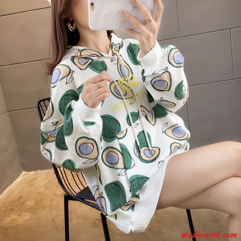 Sweat À Capuche Femme L'automne Tendance Légère Hoodies Baggy Une Veste Vert