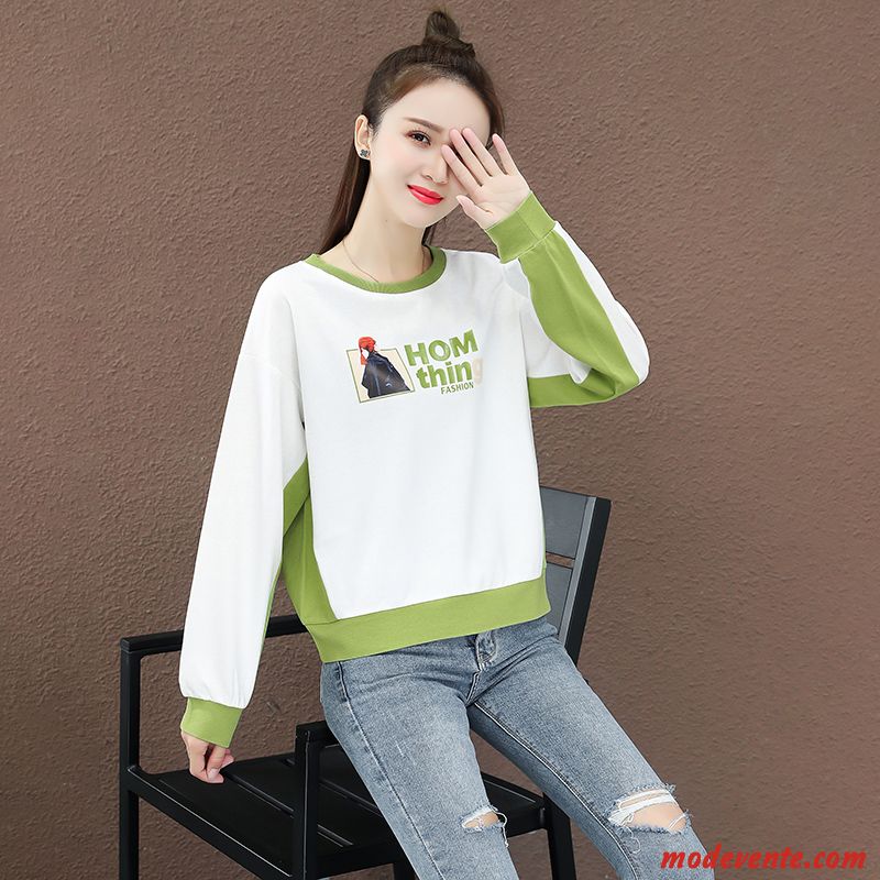 Sweat À Capuche Femme Légère Court Pullovers Une Veste Hoodies Baggy Couleur De Contraste Jaune