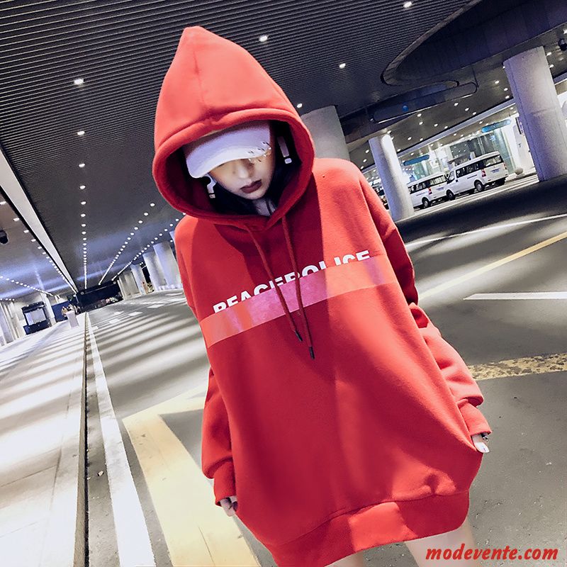 Sweat À Capuche Femme Légère Hoodies Baggy Longues Printemps L'automne Rouge