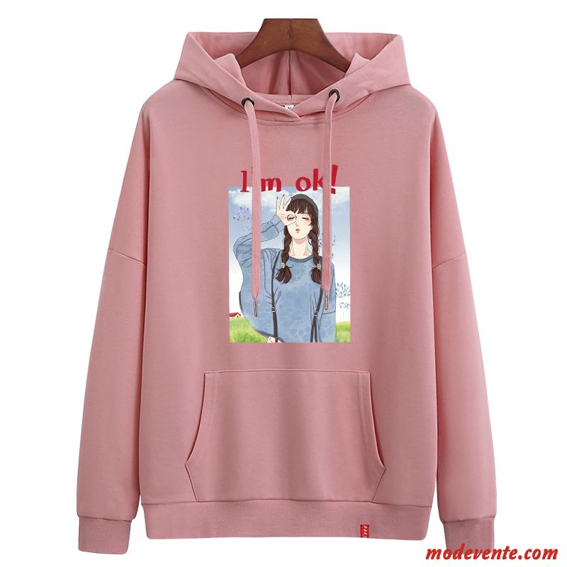 Sweat À Capuche Femme Légère Longues Tendance Une Veste Baggy Manteau Rouge