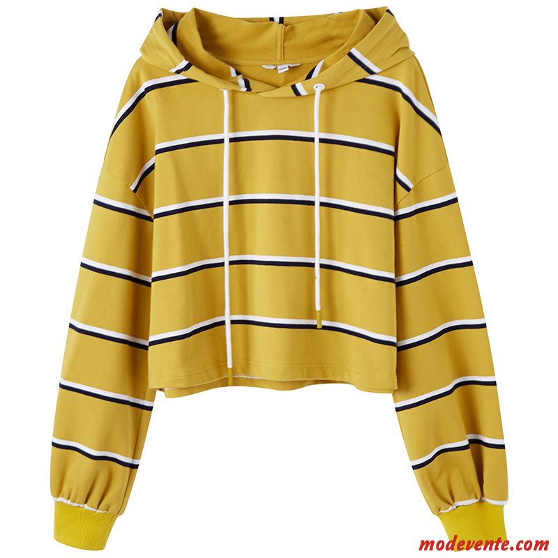 Sweat À Capuche Femme Légère Printemps Tendance Dame Étudiant Une Veste Jaune