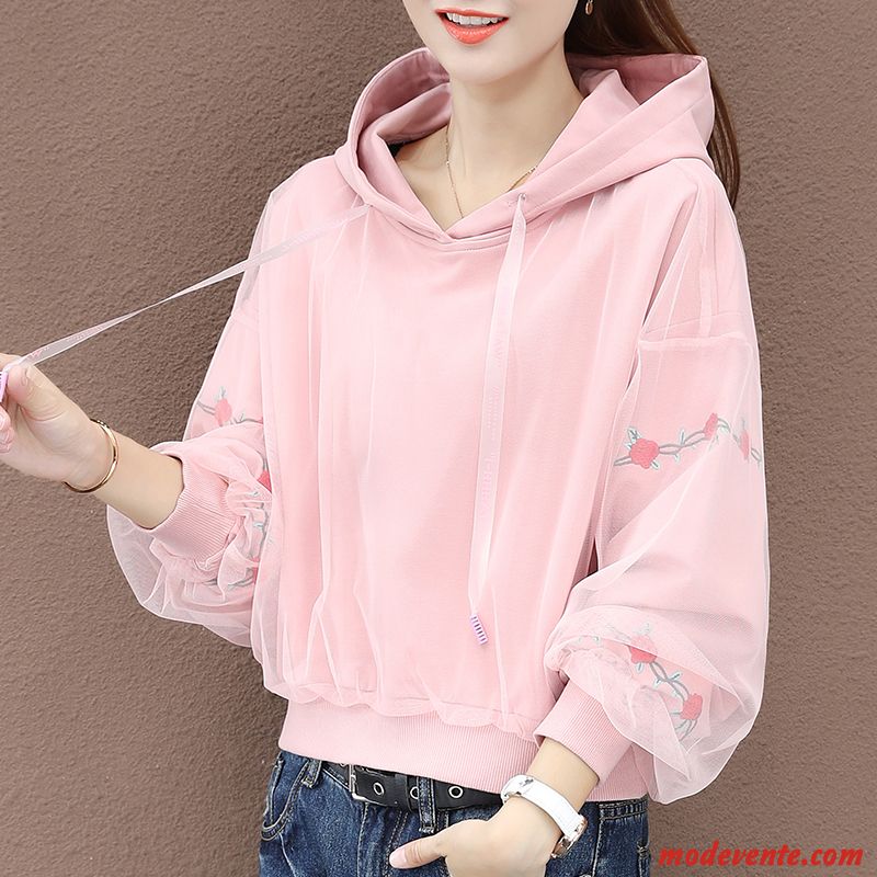 Sweat À Capuche Femme Manteau Baggy Hoodies Mode Fil Printemps Pure Rose