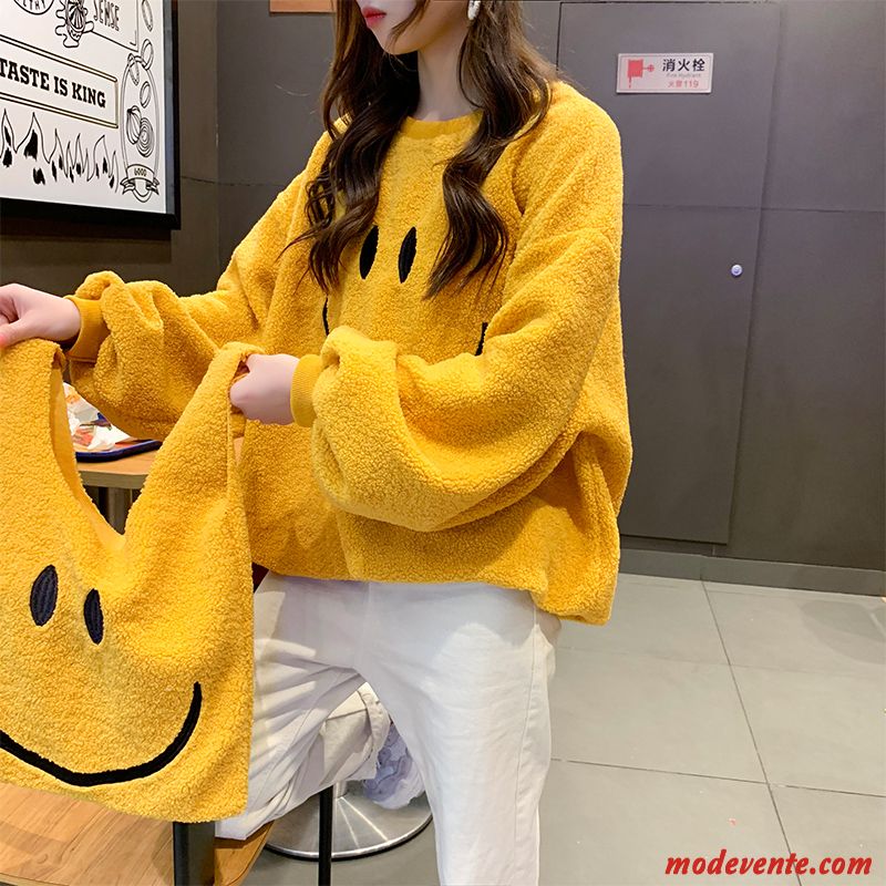 Sweat À Capuche Femme Manteau Hiver Baggy L'automne Hoodies Épaissir Jaune