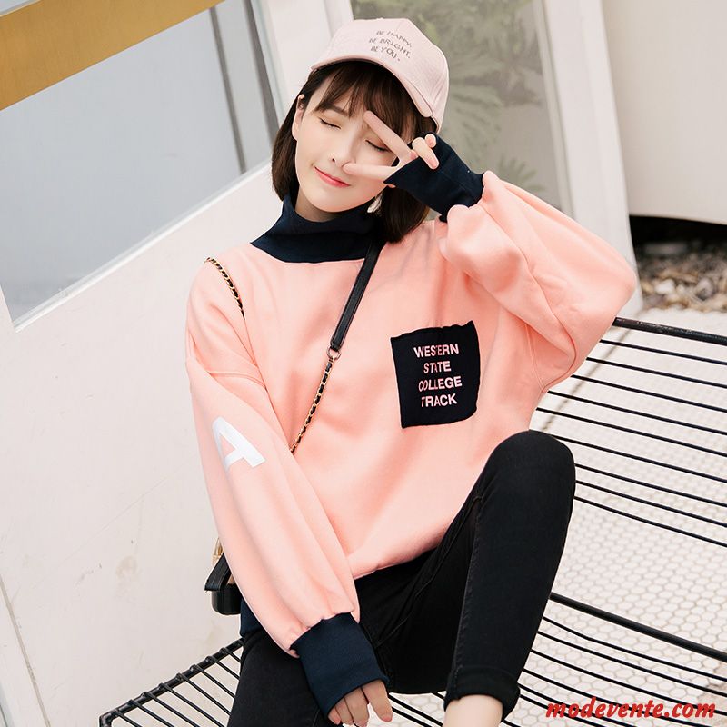 Sweat À Capuche Femme Manteau Une Veste Baggy Tendance L'automne Longues Rose