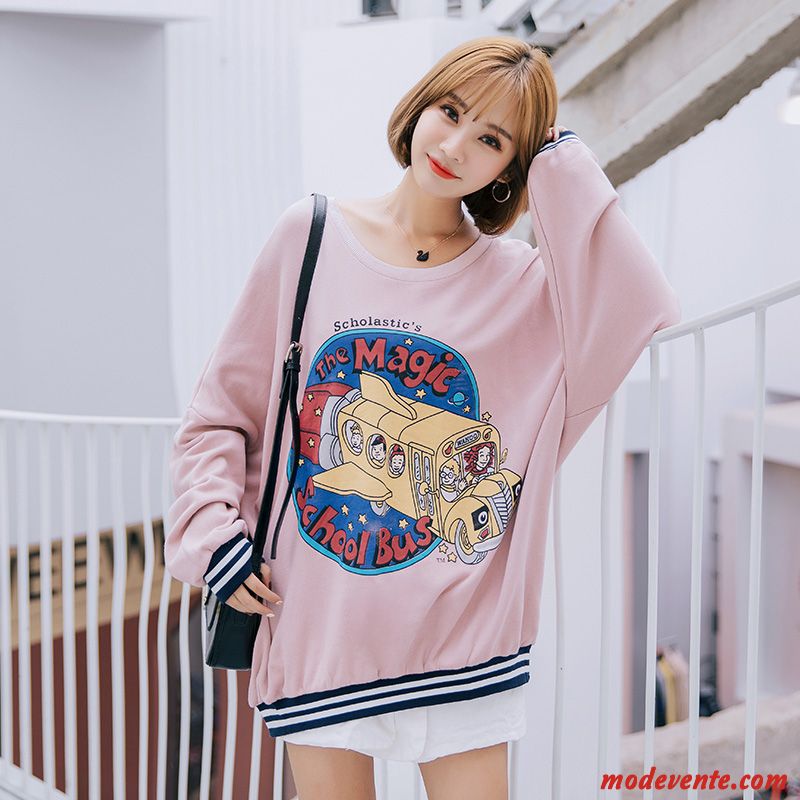 Sweat À Capuche Femme Manteau Une Veste Baggy Tendance L'automne Longues Rose