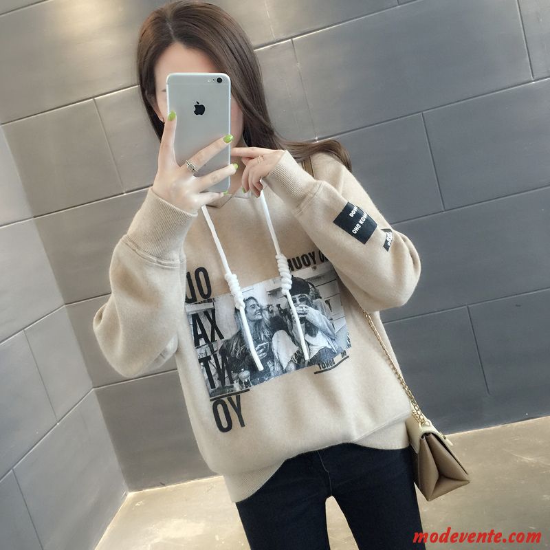 Sweat À Capuche Femme Printemps L'automne Tendance Étudiant Hoodies Manteau Blanc Rouge