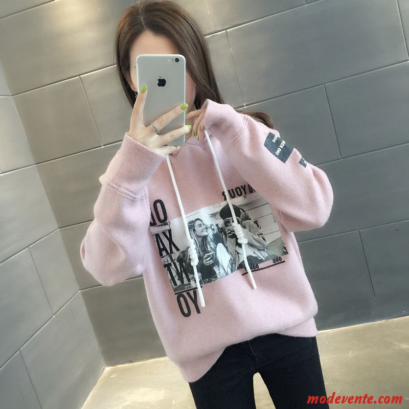 Sweat À Capuche Femme Printemps L'automne Tendance Étudiant Hoodies Manteau Blanc Rouge