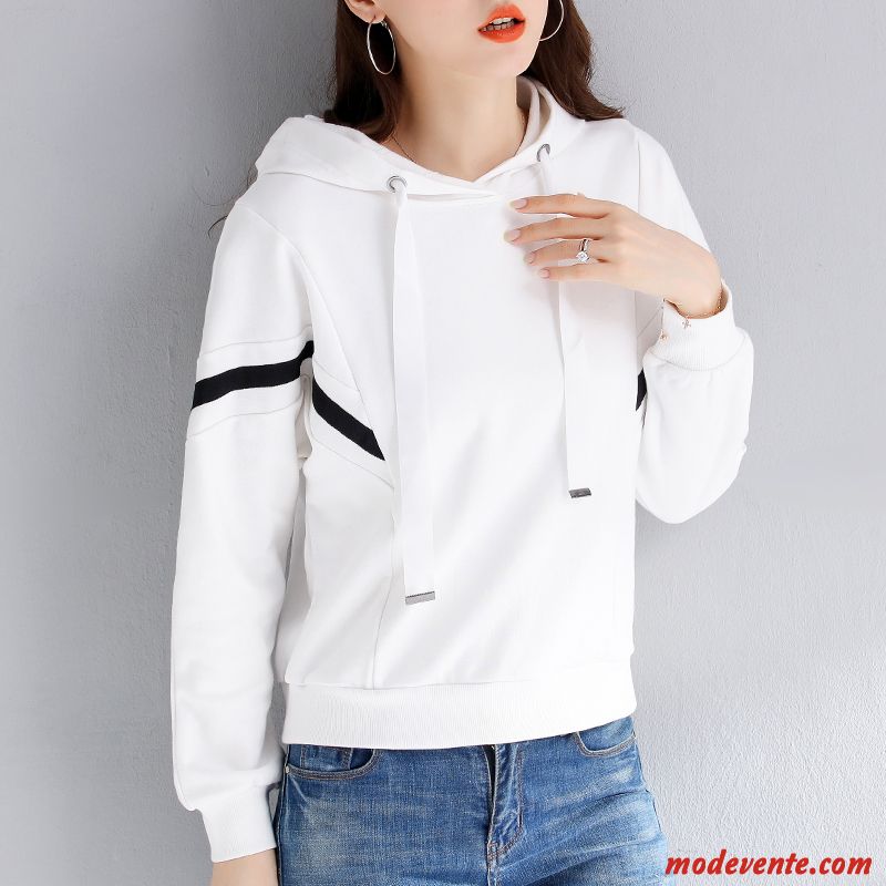 Sweat À Capuche Femme Printemps Une Veste Hoodies Manteau L'automne Tendance Pure Blanc