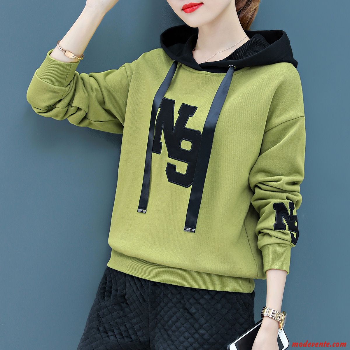 Sweat À Capuche Femme Pullovers Hoodies Légère Tendance Printemps Manteau Vert