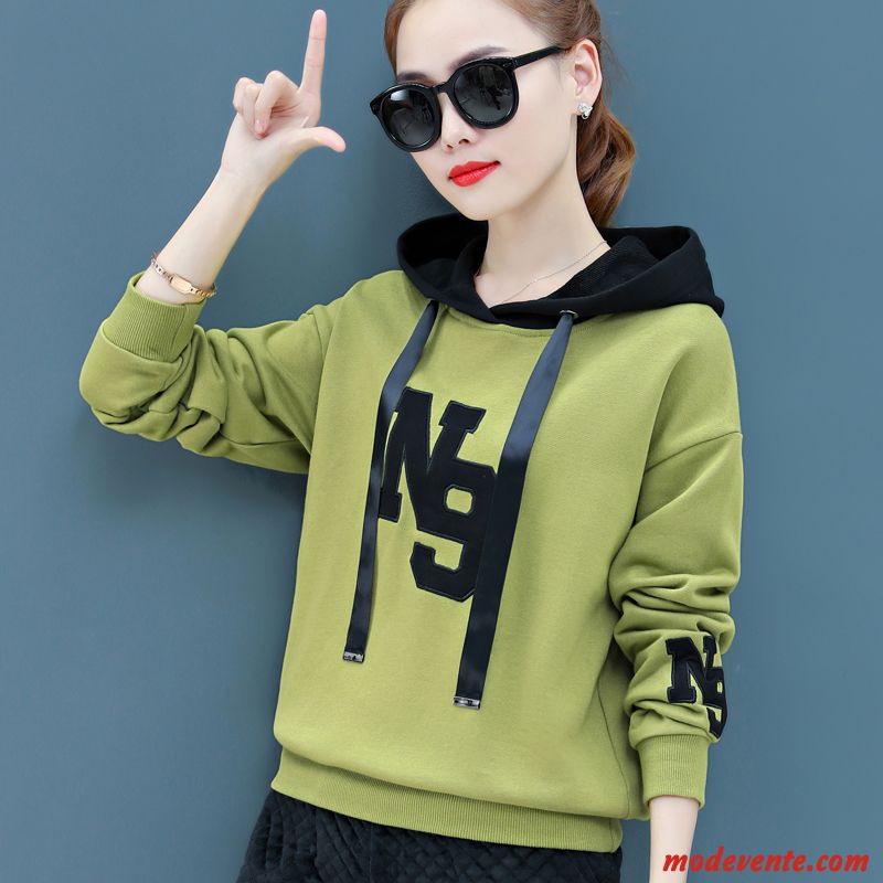 Sweat À Capuche Femme Pullovers Hoodies Légère Tendance Printemps Manteau Vert