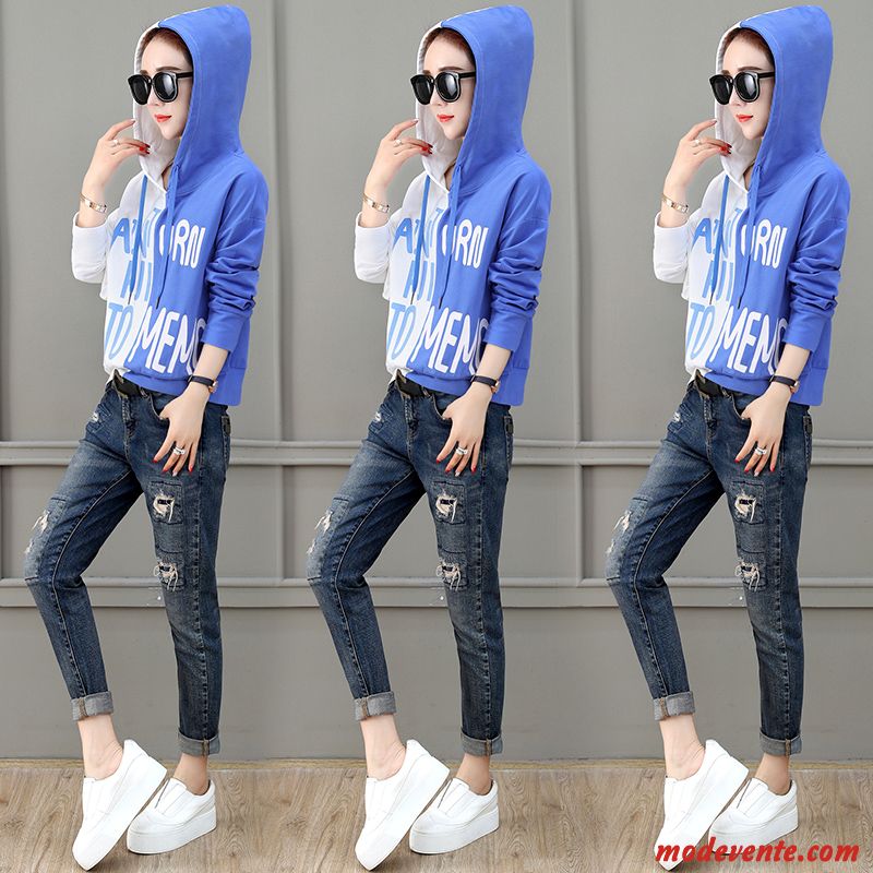 Sweat À Capuche Femme Pullovers Longues Mode Printemps Hoodies Une Veste Couleurs Mixtes Violet