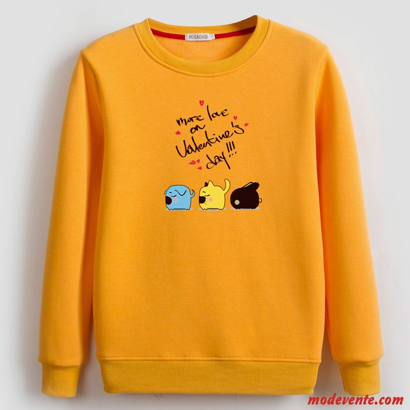 Sweat À Capuche Femme Pullovers Une Veste Sweatshirt Décontractée Plus De Velours Hoodies Jaune