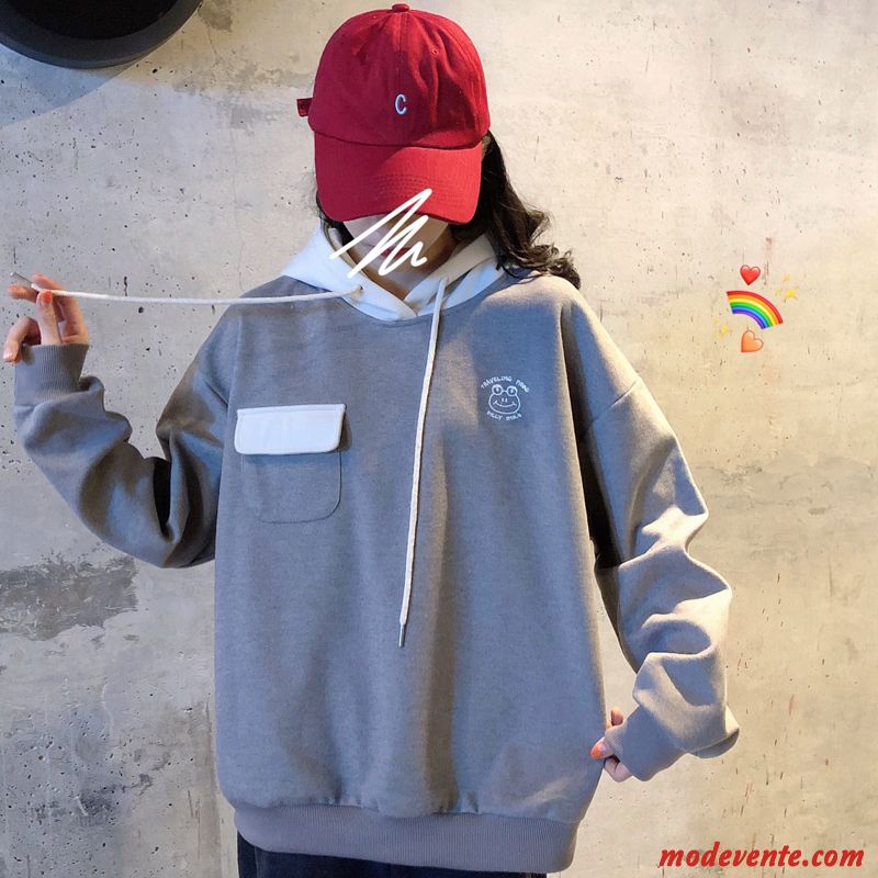 Sweat À Capuche Femme Tendance Baggy L'automne Hoodies Légère Manteau Gris