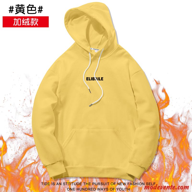 Sweat À Capuche Femme Tendance Baggy Légère Étudiant L'automne Longue Jaune