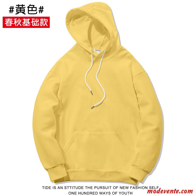 Sweat À Capuche Femme Tendance Baggy Légère Étudiant L'automne Longue Jaune