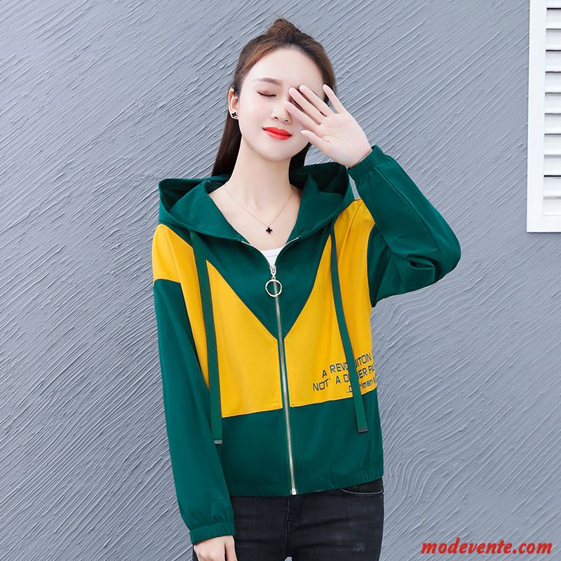 Sweat À Capuche Femme Tendance Décontractée Légère Baggy Court Une Veste Vert