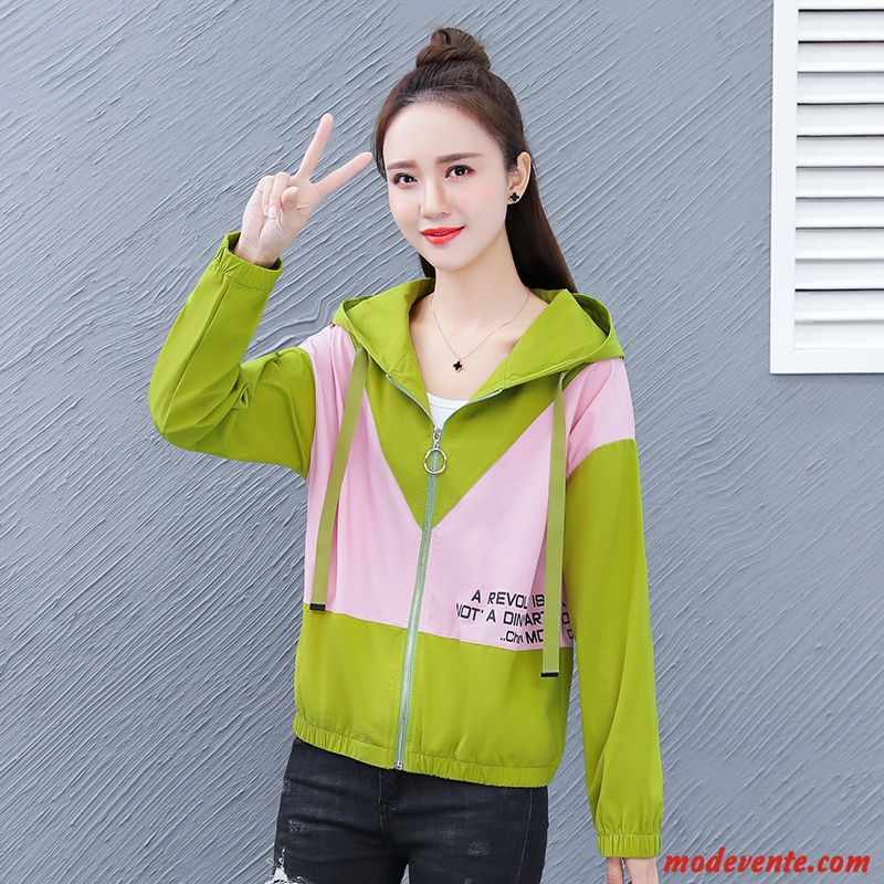 Sweat À Capuche Femme Tendance Décontractée Légère Baggy Court Une Veste Vert