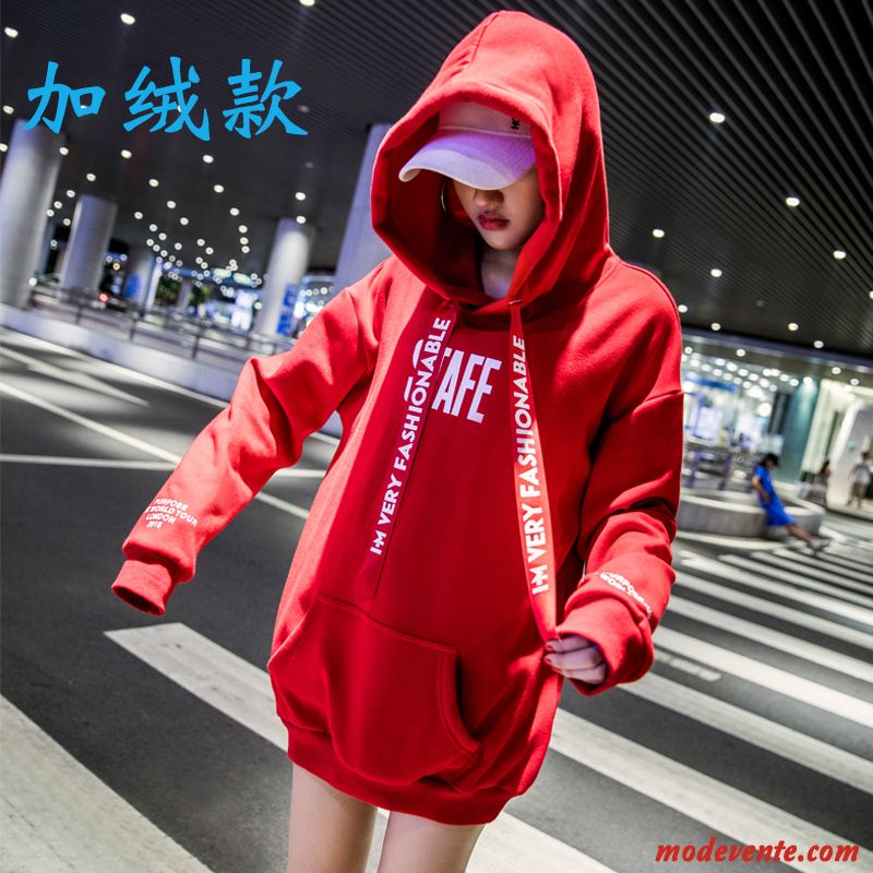 Sweat À Capuche Femme Tendance Hoodies L'automne Une Veste Étudiant Fantaisie Rouge